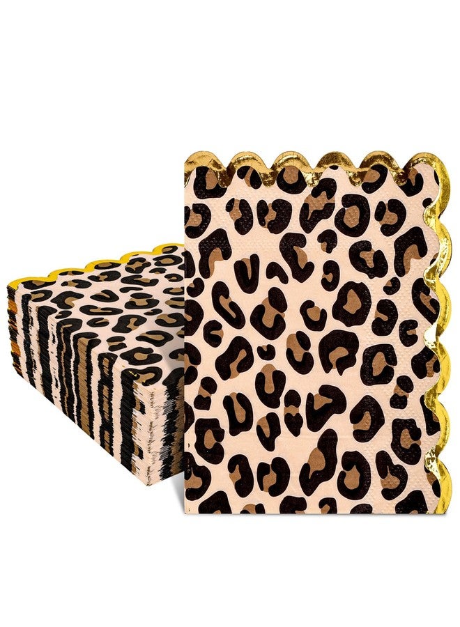 JarThenaAMCS مناديل ورقية من جارثينا إيه إم سي إس، 100 قطعة، بنقشة الفهد، مزينة بحواف مموجة، بنقشة جلد النمر، مناسبة لحفلات العشاء والحلويات، مثالية لأعياد الميلاد وحفلات استقبال المولود الجديد وحفلات بطابع الغابة. - Image 1